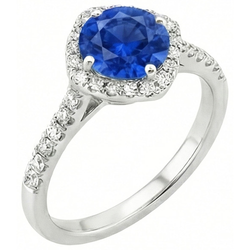 Round Gemstone From Sri Lanka Halo Ring