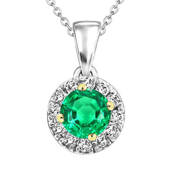 Genuine Emerald Stone Pendant Necklace 2 ct – 14 Karat Two Tone