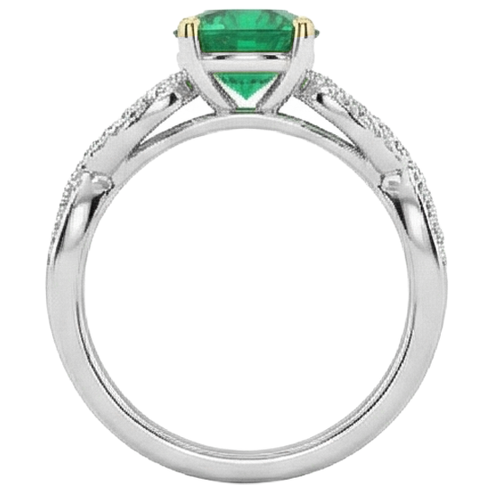 Refined Fine Emerald Colored Stone Ring 1.50 ct – top view