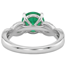 Fine Emerald Round Cut Colored Stone Ring in 14K Two Tone Gold – back view