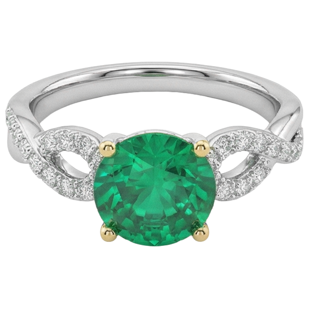 Refined Fine Emerald Colored Stone Ring 1.50 ct – angle view