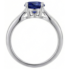 natural round sapphire 1ct ring profile view