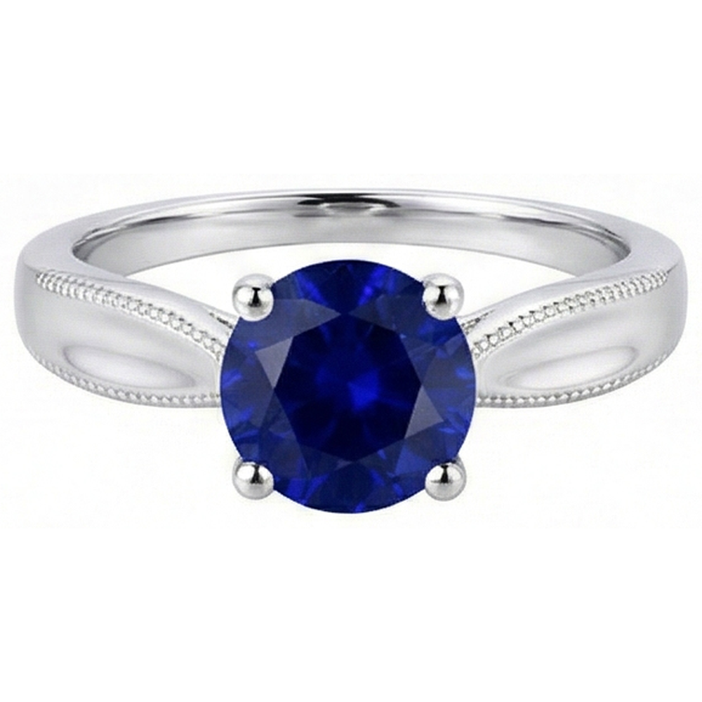 natural round sapphire 1ct ring front view