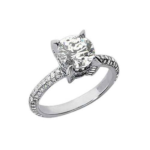 Round Genuine Diamond 2.26 Carats Engagement Solitaire Ring White Gold 14K