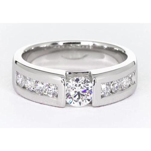 Round Genuine Natural Earth Mined Diamond Anniversary Band Tension Set 1.50 Carats