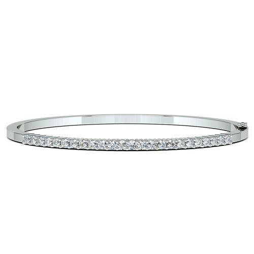 Round Genuine Diamond Bangle 2.60 Carats 14K White Gold
