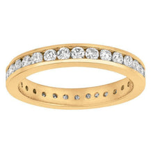 Round Genuine Diamond Channel Set Eternity Band 3 Carats Yellow Gold 14K