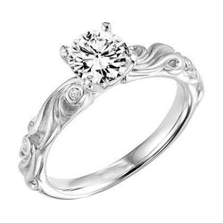 Round Genuine Diamond Engagement Filigree Ring 2.50 Ct White Gold 14K