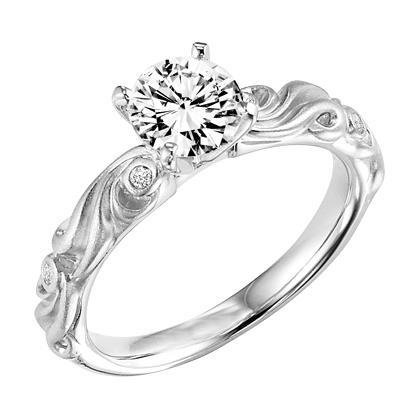 Round Genuine Diamond Engagement Filigree Ring 2.50 Ct White Gold 14K
