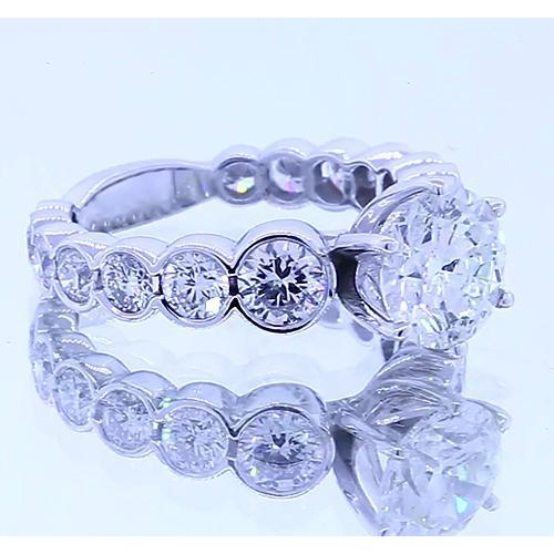 Round Genuine Diamond Engagement Ring 3.50 Carats 6 Prong White 
