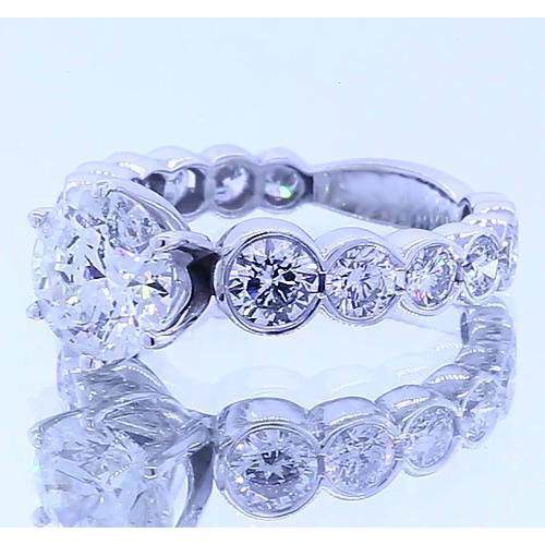 Round Genuine Diamond Engagement Ring 3.50 Carats White Gold 14K