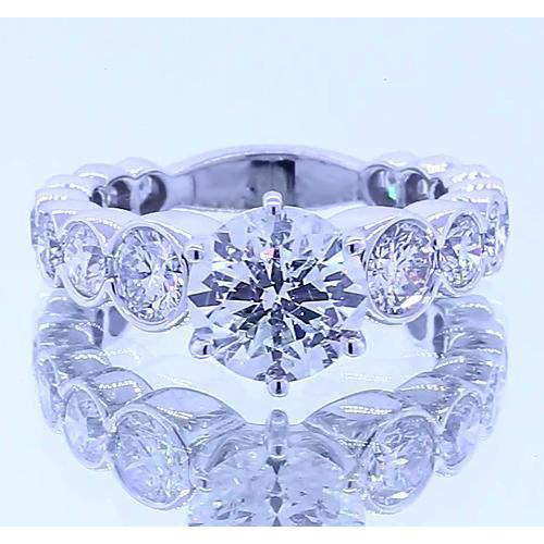 Round Genuine Diamond Engagement Ring 3.50 Carats 6 Prong White Gold 14K