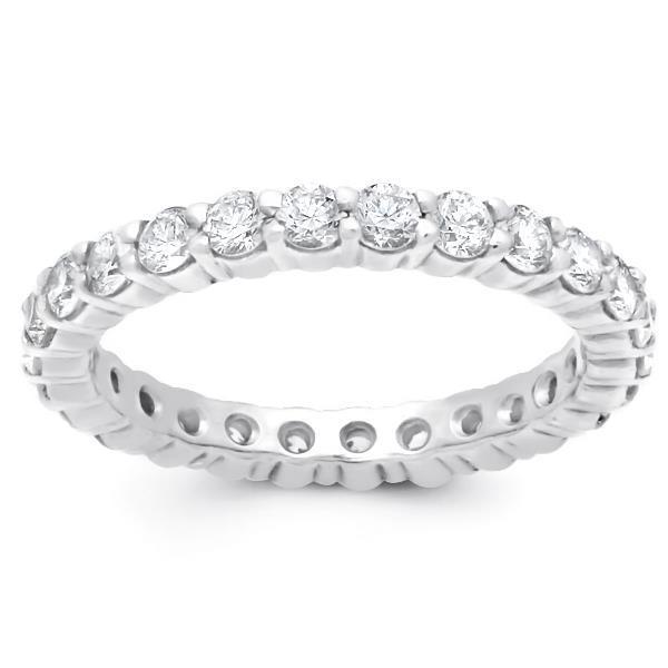 Round Genuine Diamond Eternity Wedding Lady Band White Gold 1.30 Ct
