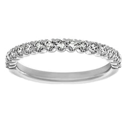 Round Genuine Diamond Half Eternity Anniversary Band White Gold 1 Ct.