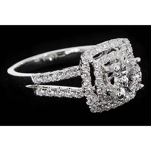 Round Genuine Diamond Halo Style Anniversary Ring 