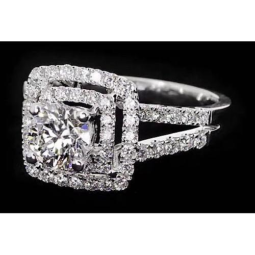 Round Genuine Diamond Halo Style Ring 3 Carats