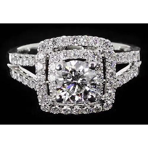 Round Genuine Diamond Halo Style Anniversary Ring 3 Carats