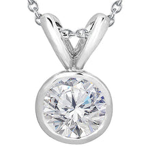 Round Genuine Diamond Necklace Pendant 1.5 Carats White Gold 14K