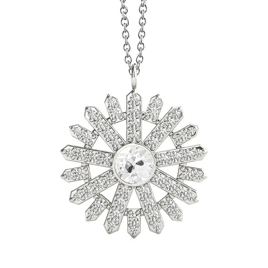 Round Genuine Diamond Pendant Sunburst Style Old Miner Bezel Set 3.5 Ct