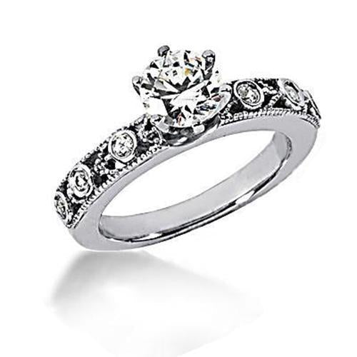 Round Genuine Diamond Ring Engagement Antique Style 1.25 Carats