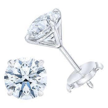 Round Genuine Diamond Stud Earring Pair 2.40 Ct White Gold 14K Fine Jewelry