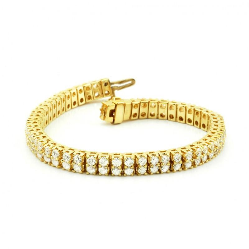 Round Genuine Diamonds Basic Tennis Bracelet Yellow Gold 14K 