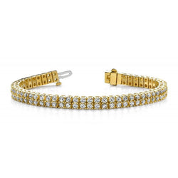 Round Genuine Natural Earth Mined Diamonds Basic Tennis Bracelet Yellow Gold 14K 11 Carats