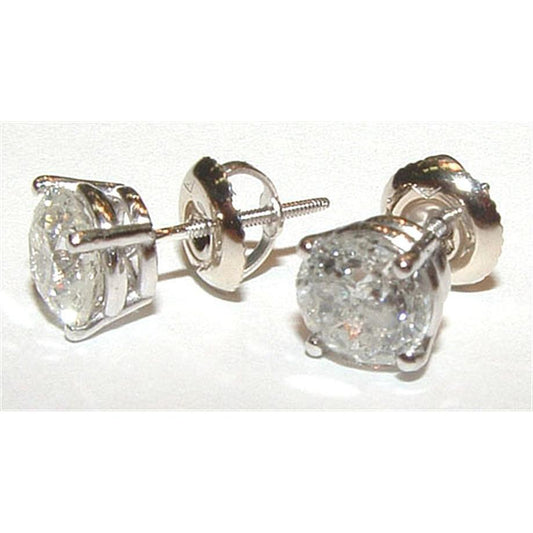 Round Genuine Diamonds Stud Earrings 1.05 Ct White Gold Women F Vs1