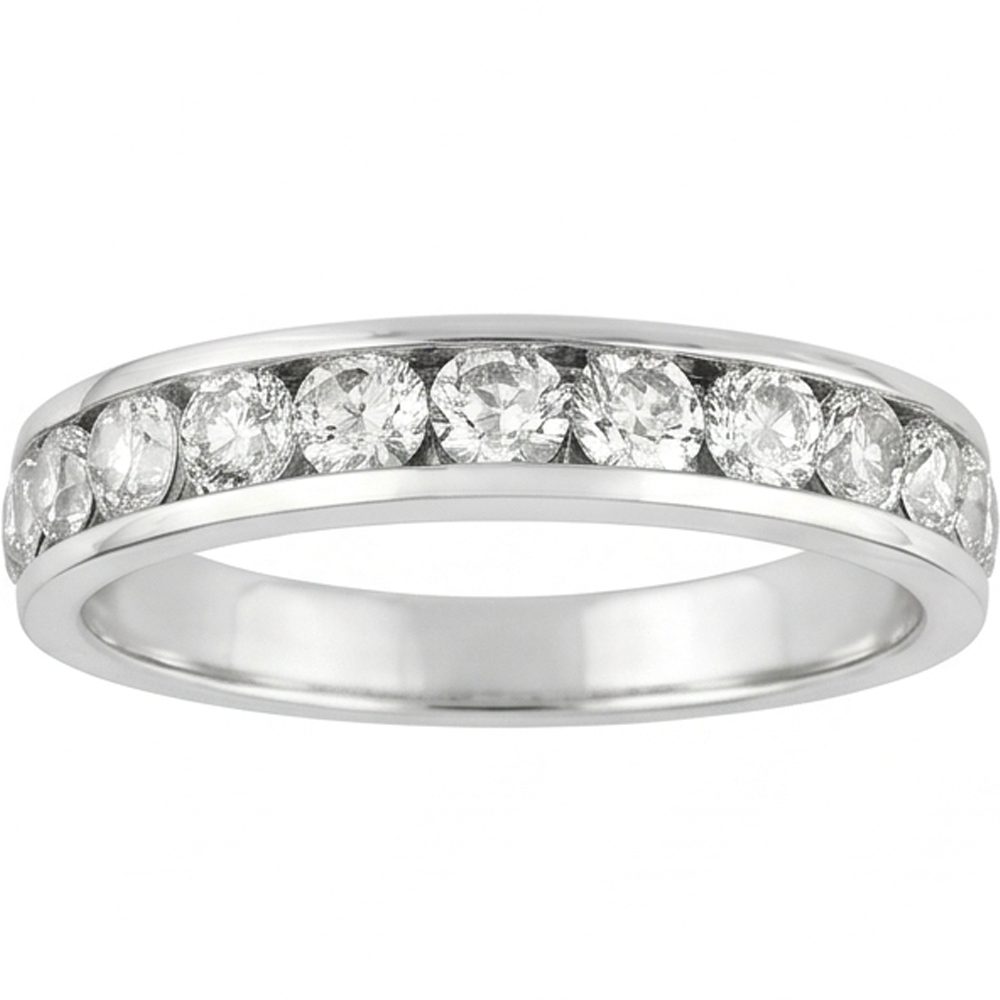 Round Genuine Natural Earth Mined DIAMOND ( NOT LAB GROWN ) Channel Set Jewellery Band 2.40 Carats White Gold 14K