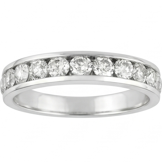 Round Genuine Natural Earth Mined DIAMOND ( NOT LAB GROWN ) Channel Set Jewellery Band 2.40 Carats White Gold 14K
