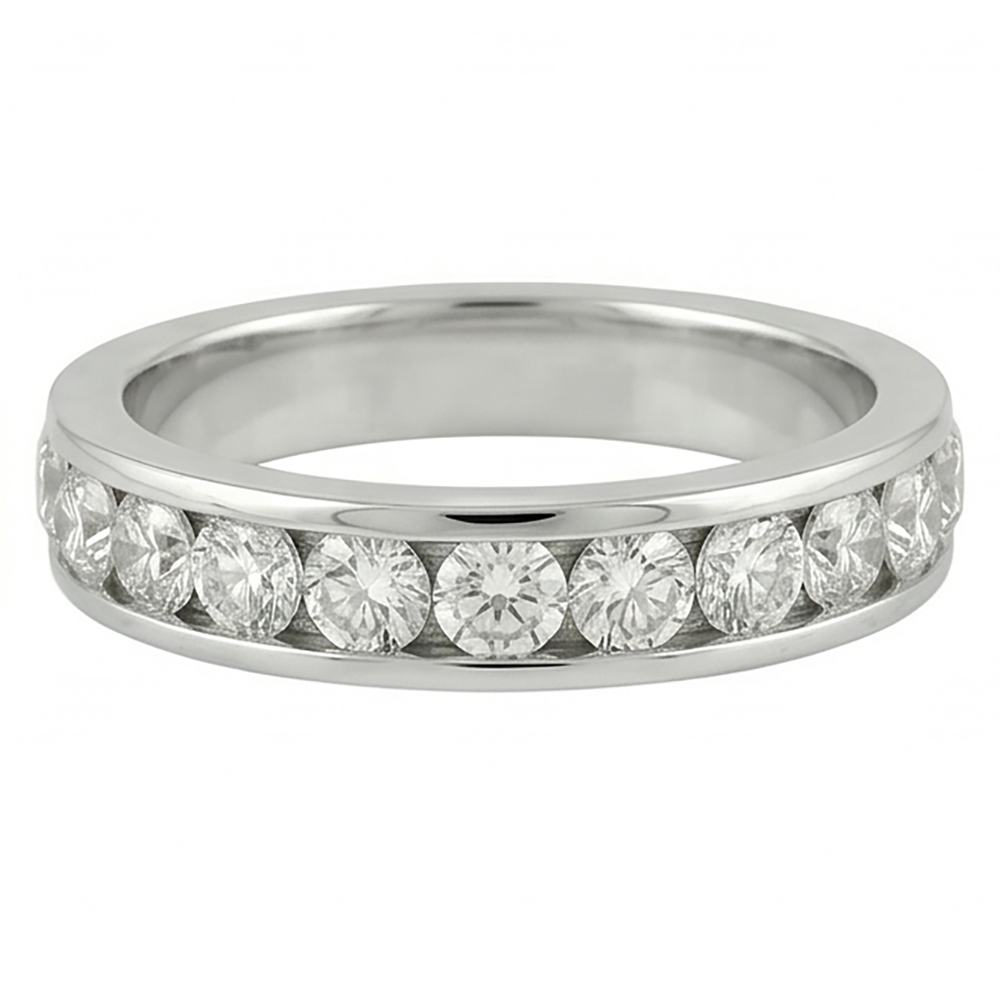 Round Genuine Natural Earth Mined DIAMOND ( NOT LAB GROWN ) Channel Set Jewellery Band 2.40 Carats White Gold 14K
