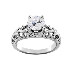 Round Natural Earth Mined Diamond Ring Prong Set 2.75 Carats Vintage Style