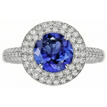 Round Genuine Tanzanite Natural Earth Mined DIAMOND ( NOT LAB GROWN )s Split Fancy Ring 2.65 Carats