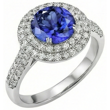 Round Genuine Tanzanite Natural Earth Mined DIAMOND ( NOT LAB GROWN )s Split Fancy Ring 2.65 Carats
