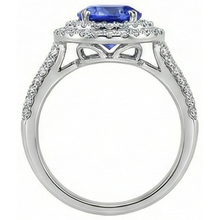 Round Genuine Tanzanite Natural Earth Mined DIAMOND ( NOT LAB GROWN )s Split Fancy Ring 2.65 Carats