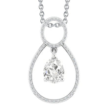Round Gold Real Diamond Pendant Pear Old Miner 3.50 Carats Prong Set