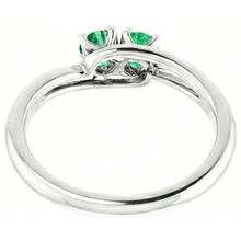 Round Green Emerald Bypass Setting Ring 1.60 Carats White Gold 14K