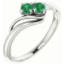 Round Green Emerald Bypass Setting Ring 1.60 Carats White Gold 14K