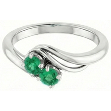 Round Green Emerald Bypass Setting Ring 1.60 Carats White Gold 14K
