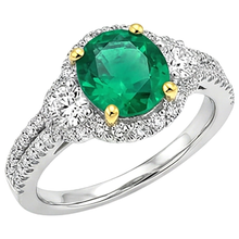 Real Emerald Gemstone Ring 2.50 ct 14 Karat Two Tone Gold – side view