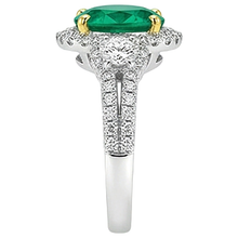 Round Brilliant Emerald ring in 14 Karat Two Tone Gold – top view