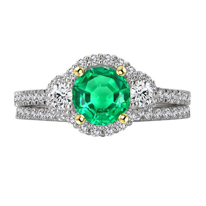 Emerald Gemstone Ring 2.50-ct 14 Karat Two Tone Gold – main view