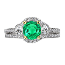 Emerald Gemstone Ring 2.50-ct 14 Karat Two Tone Gold – main view