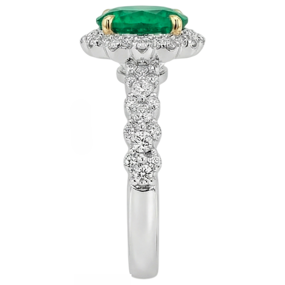 Earth-Mined Fine Emerald Colored Stone Ring – back view