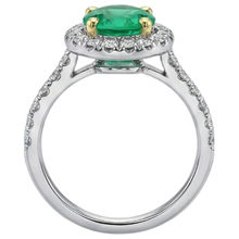 Gemstone Ring 14 Karat Two Tone Gold with Emerald – profile view