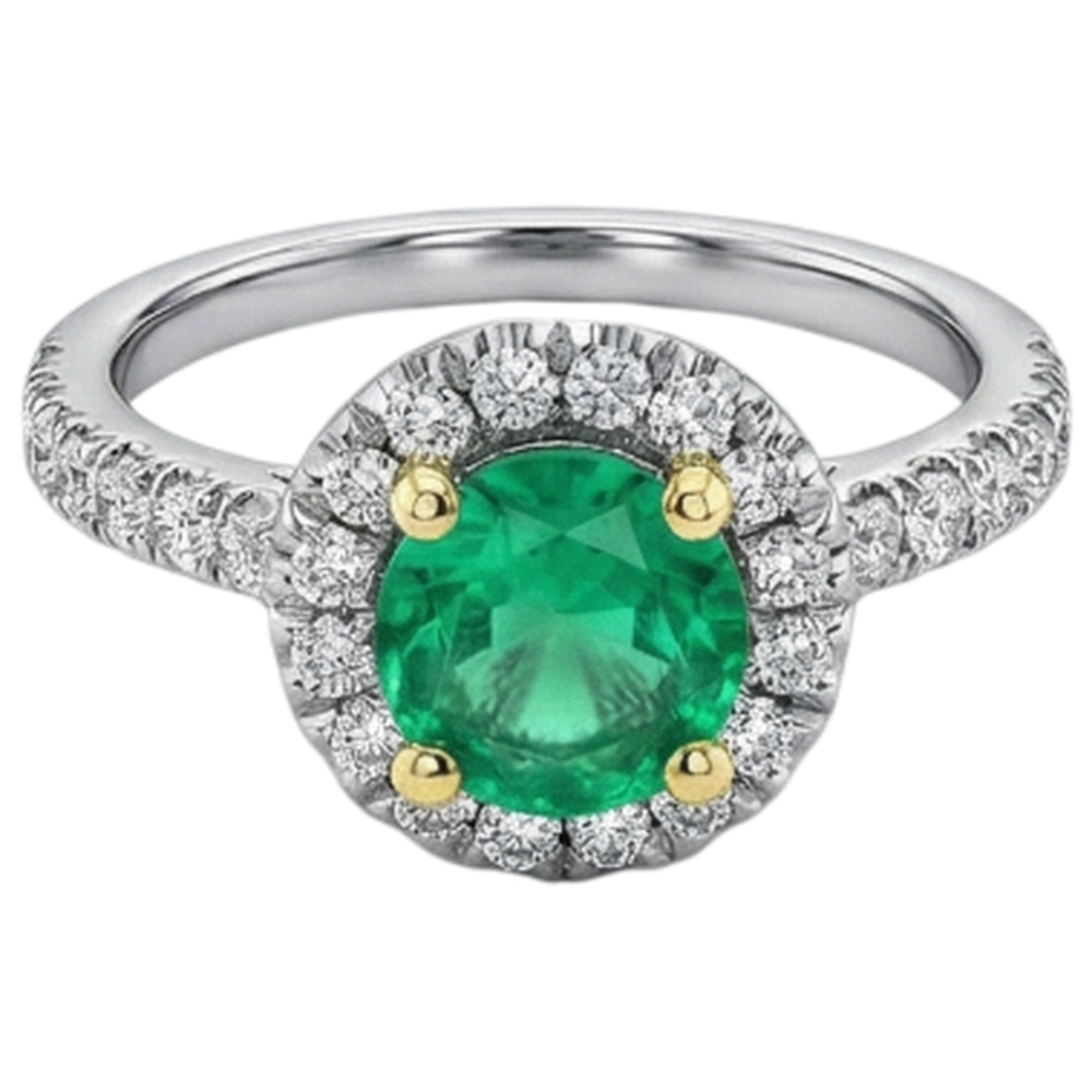 Earth-Mined Emerald Gemstone Ring – front view