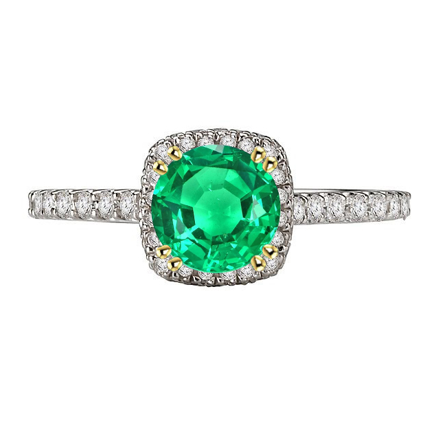 Emerald Precious Stone Ring 2.50-ct Two-Tone 14K Gold – main view