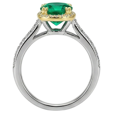 Round Cut Emerald ring in Two-Tone 14K Gold – detail view