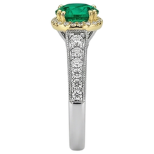 Precious Stone Ring Two-Tone 14K Gold with Emerald – back view