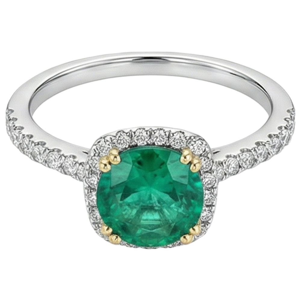 Genuine Emerald Precious Stone Ring – side view